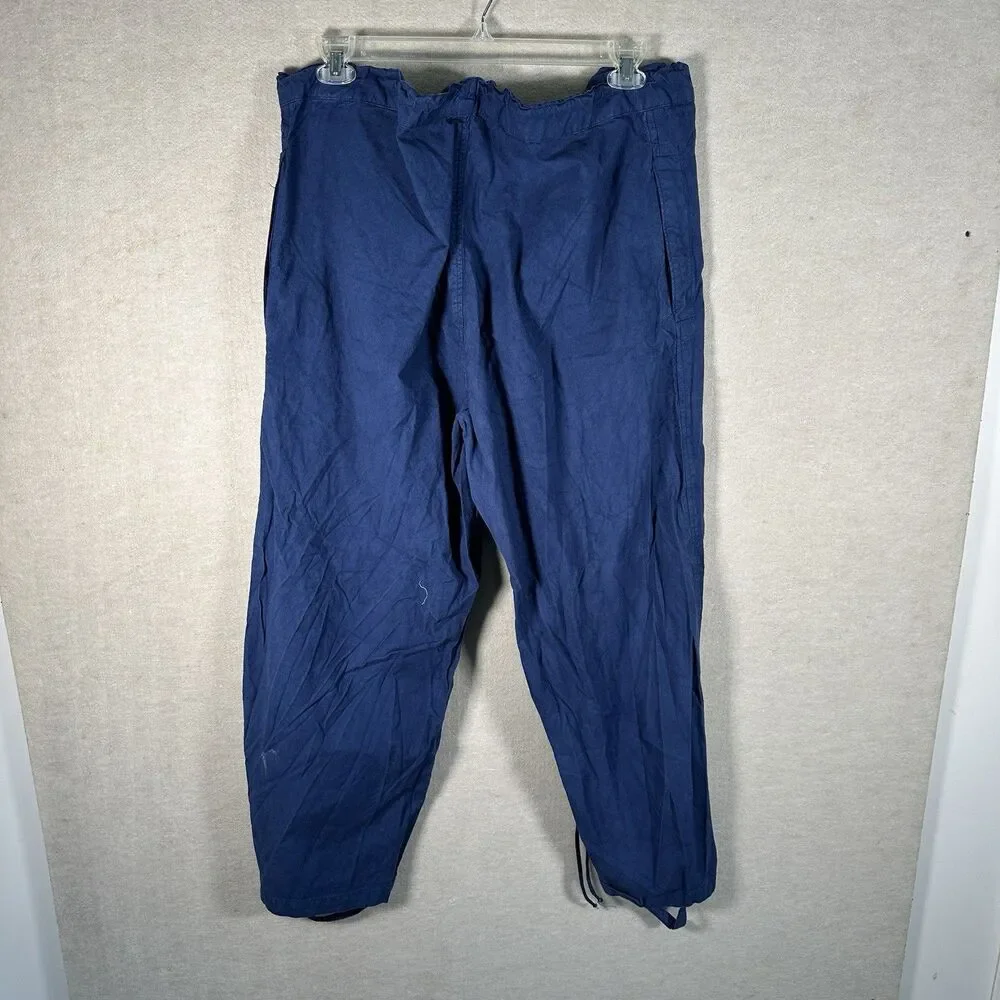 Workwear Coverall Navy Blue Pants Mens Large Wide Leg Pass Through Pockets Over